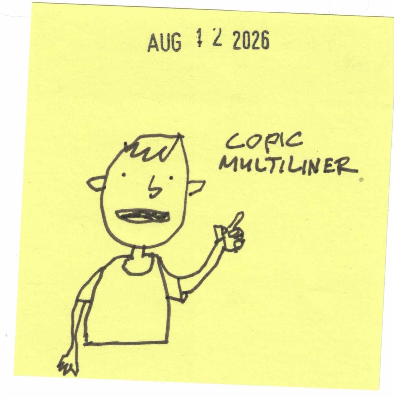 post-it sketch of a dude, done by David Rhoden with a Copic Multiliner.