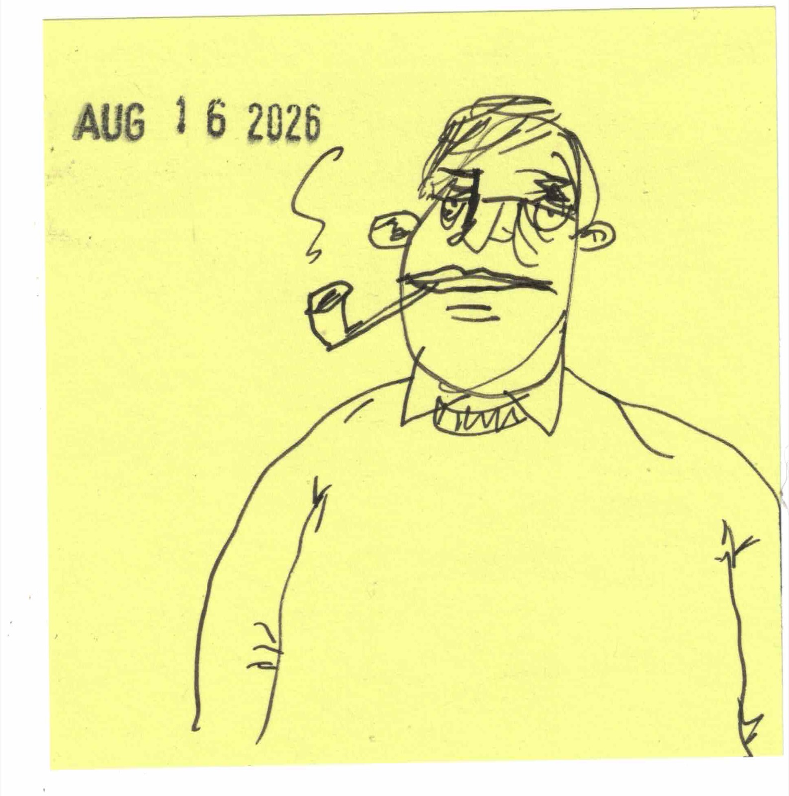 Daily drawing, August 16, 2026: Pipe smoker.