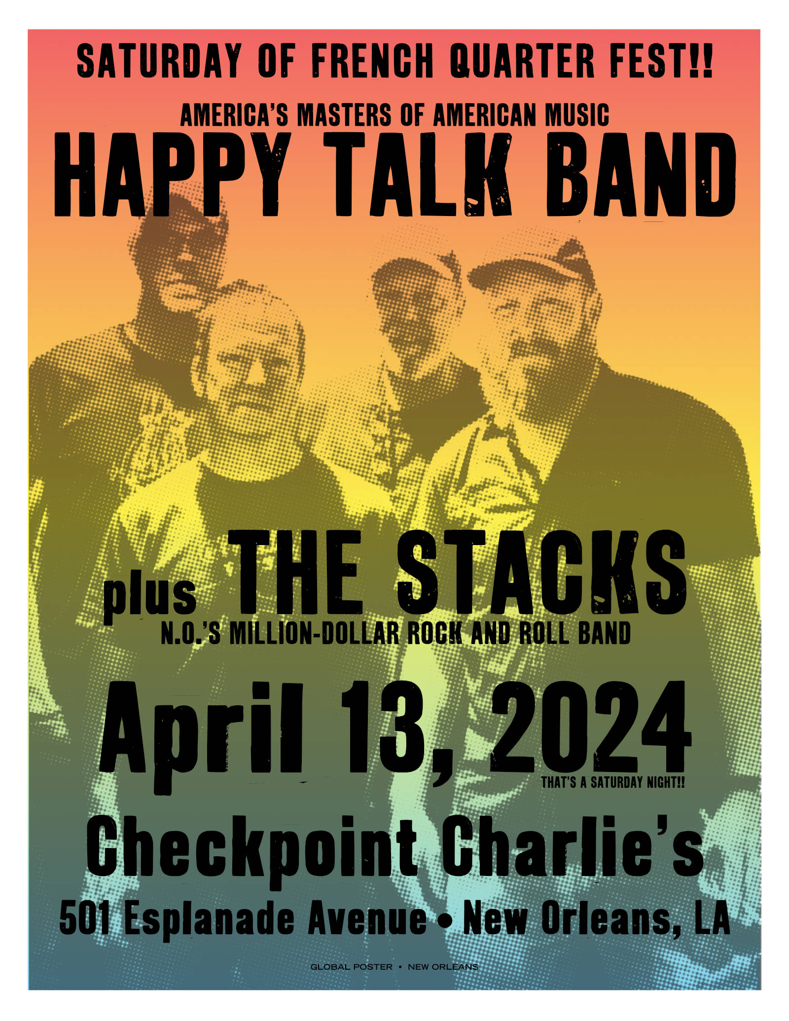 Stacks and Happy Talk at Checkpoint Charlie April 1 2024