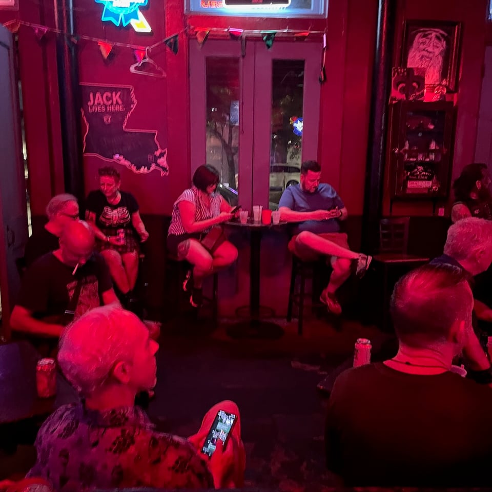 bored crowd, everybody on their phones. The bands hadn't started yet