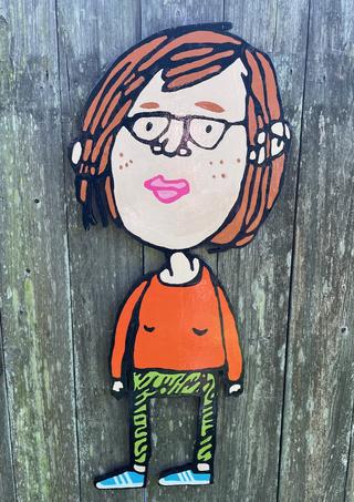 I painted a woman in workout clothes.