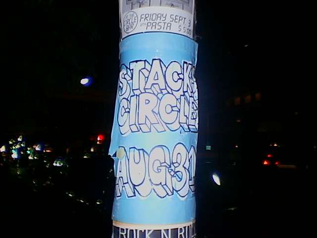 Flyer for The Stacks at the Circle Bar, August 31, 2004.