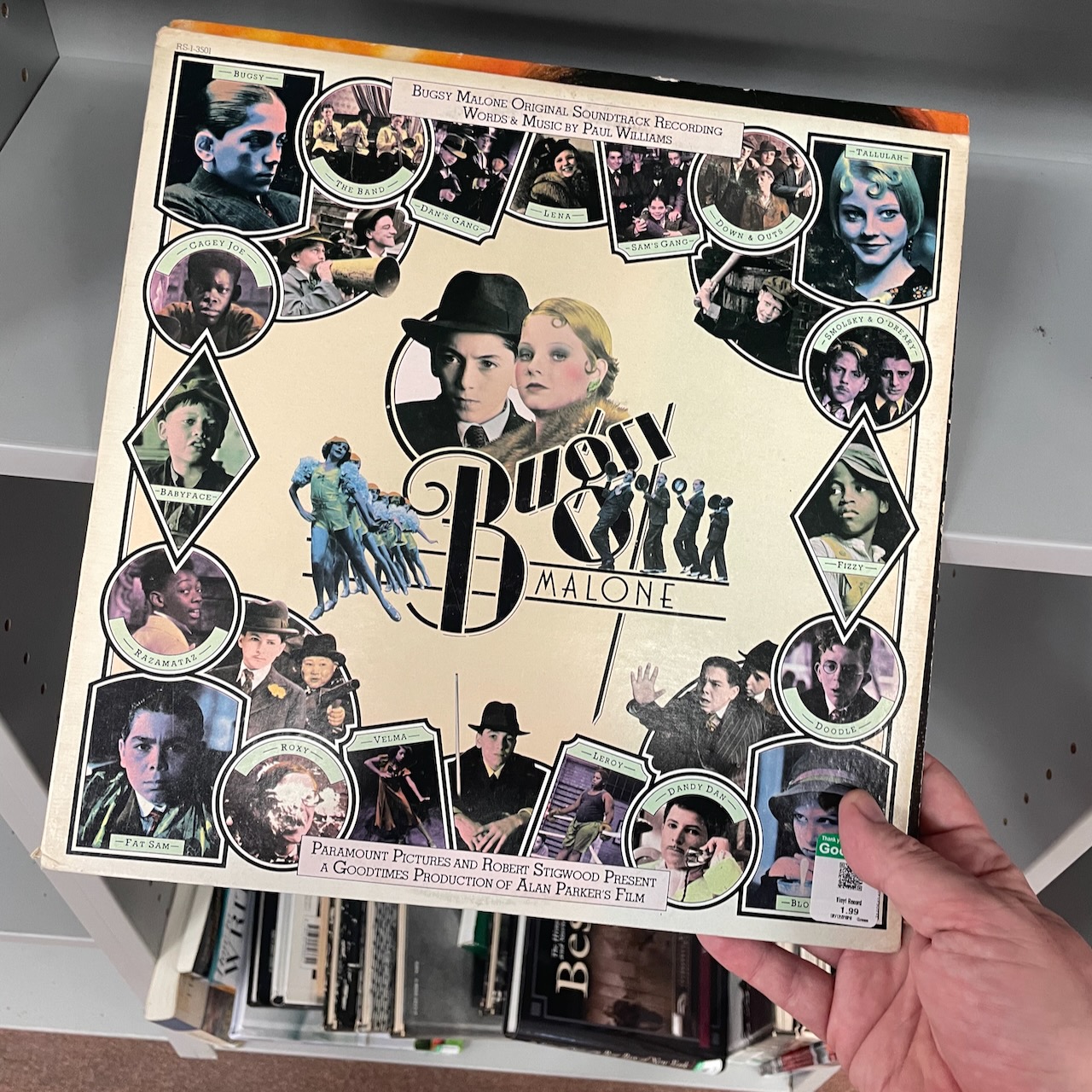 cover of Bugsy Malone soundtrack on vinyl, found at thrift store in New Orleans La
