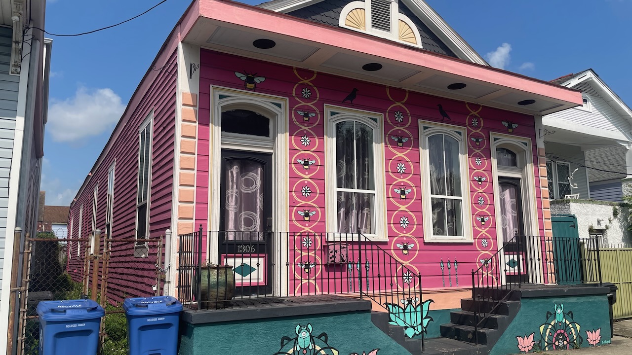 interestingly painted house on Elysian Fields Avenue in New Orleans.