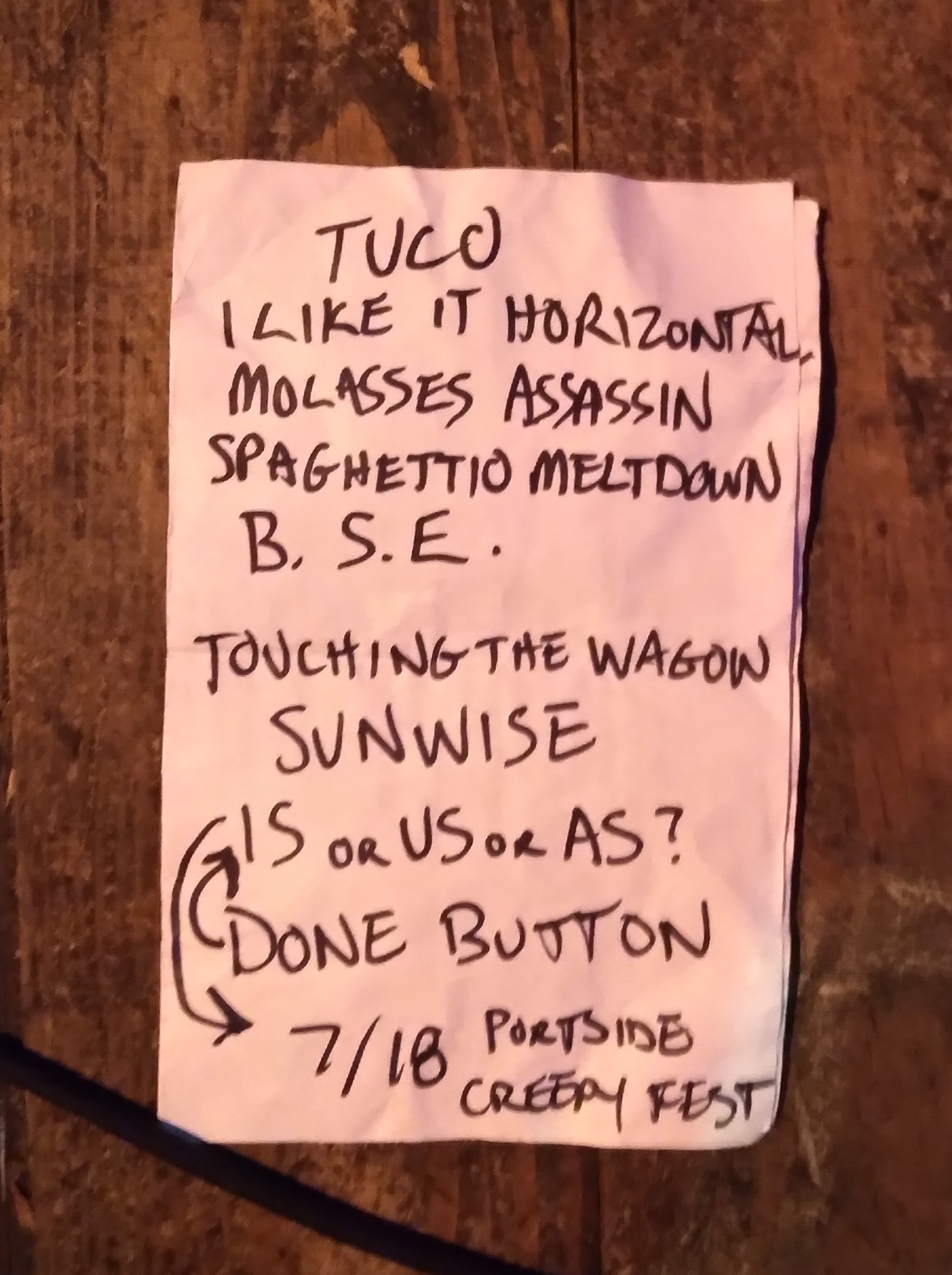 Sunrise/Sunset setlist.