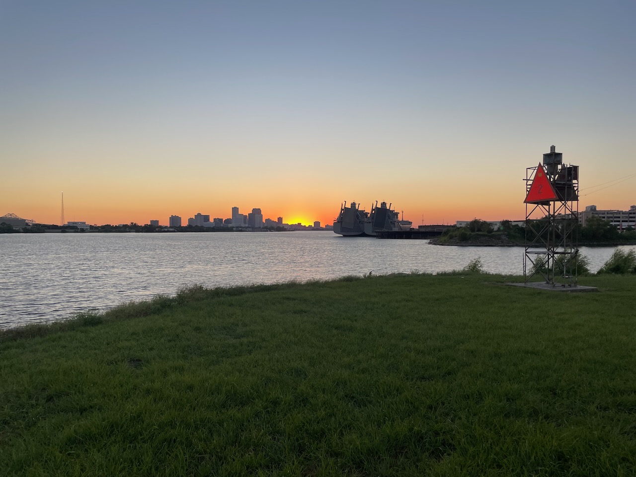 Sunset from Mississippi River levee. Photo by David Rhoden.