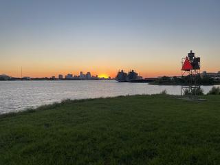 Saw the sunset from the Mississippi River levee.