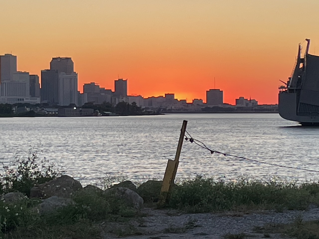 Sunset from Mississippi River levee. Photo by David Rhoden.