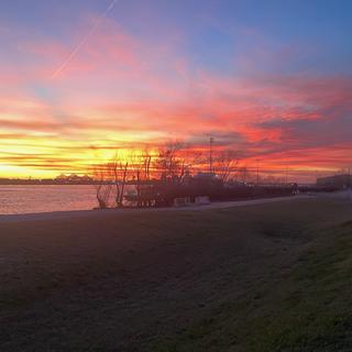 I saw an incredible sunset on the levee (as frequently happens).