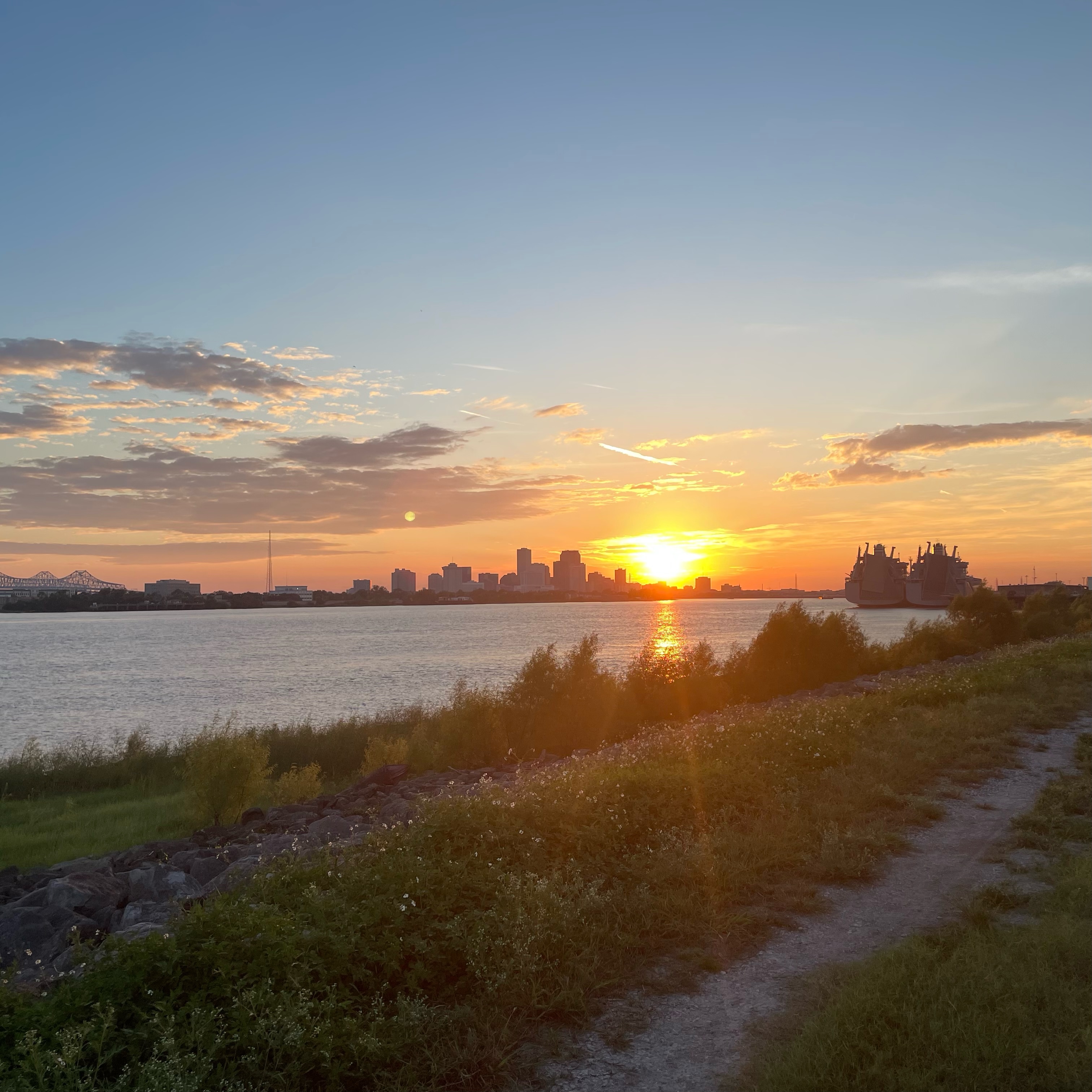 Sympathy card sunset seen from the Mississippi River Levee.